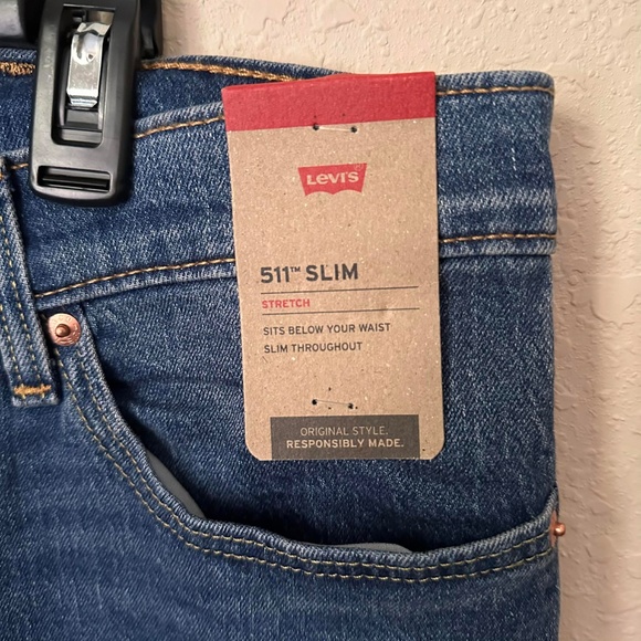 Levi's 511 Slim Stretch Jeans Men's W38 L32 Dark Wash Denim New With Tag - Picture 5 of 6